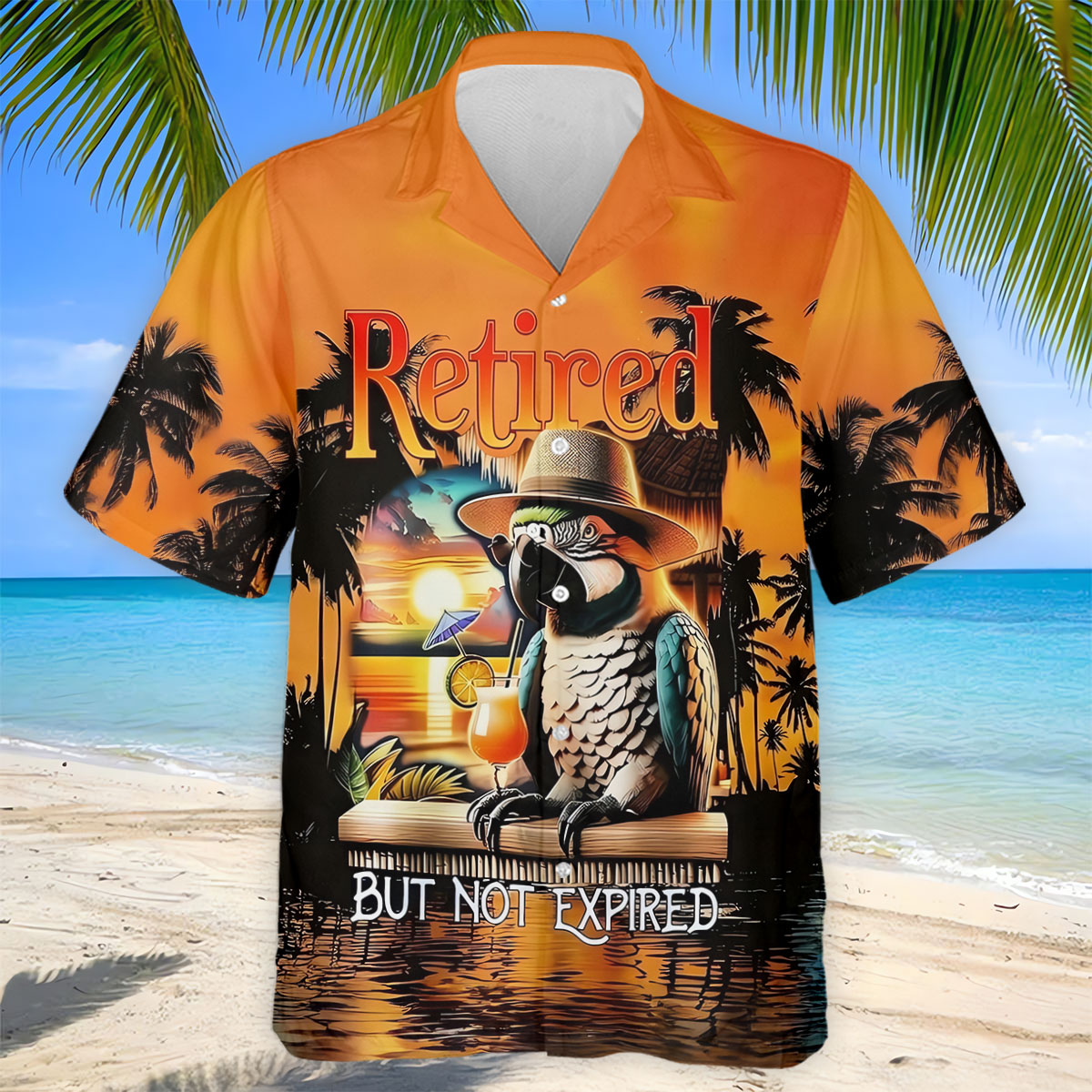 Funny Retirement Parrot Beach Vacation Golf Shirt, Mens Golf Polo, Printed Golf Shirts