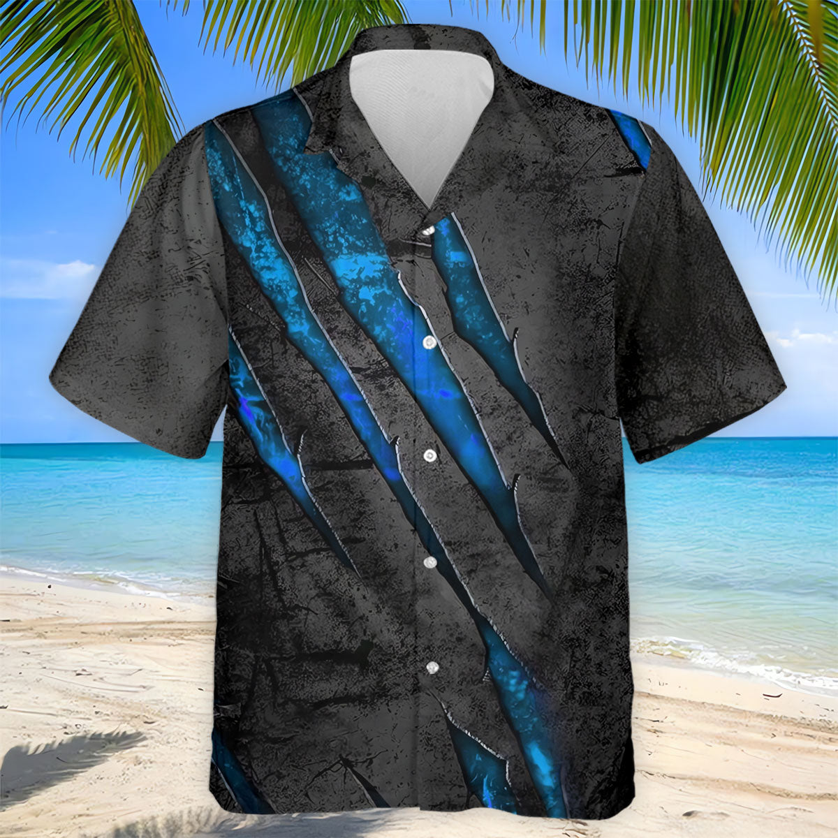 Blue Claw Marks Hawaiian Golf Shirt, Scratch Print Men's Golf Shirt, Polo Shirts For Men