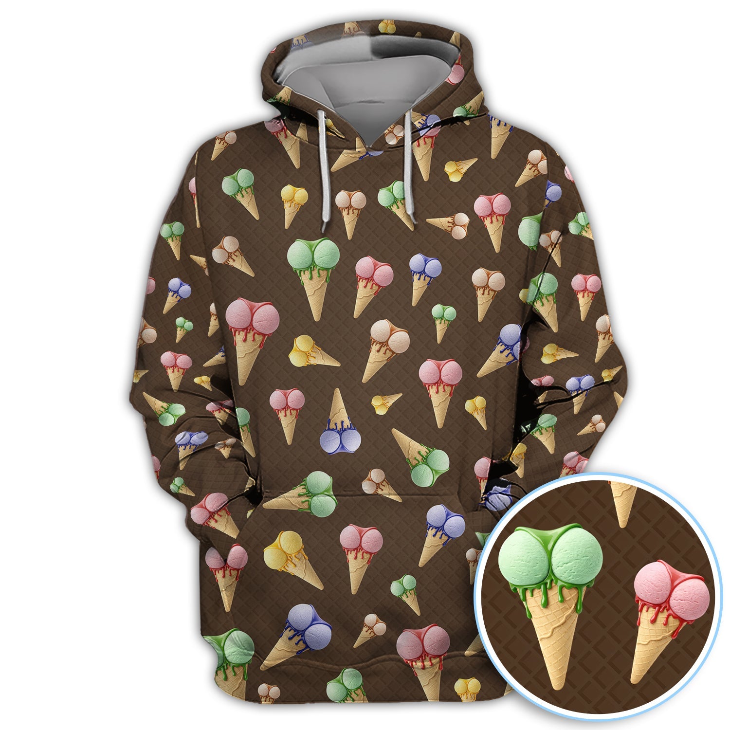 Ice Cream Pattern Golf Polos, Funny Golf Shirt For Golfer, Golf Gift For Men