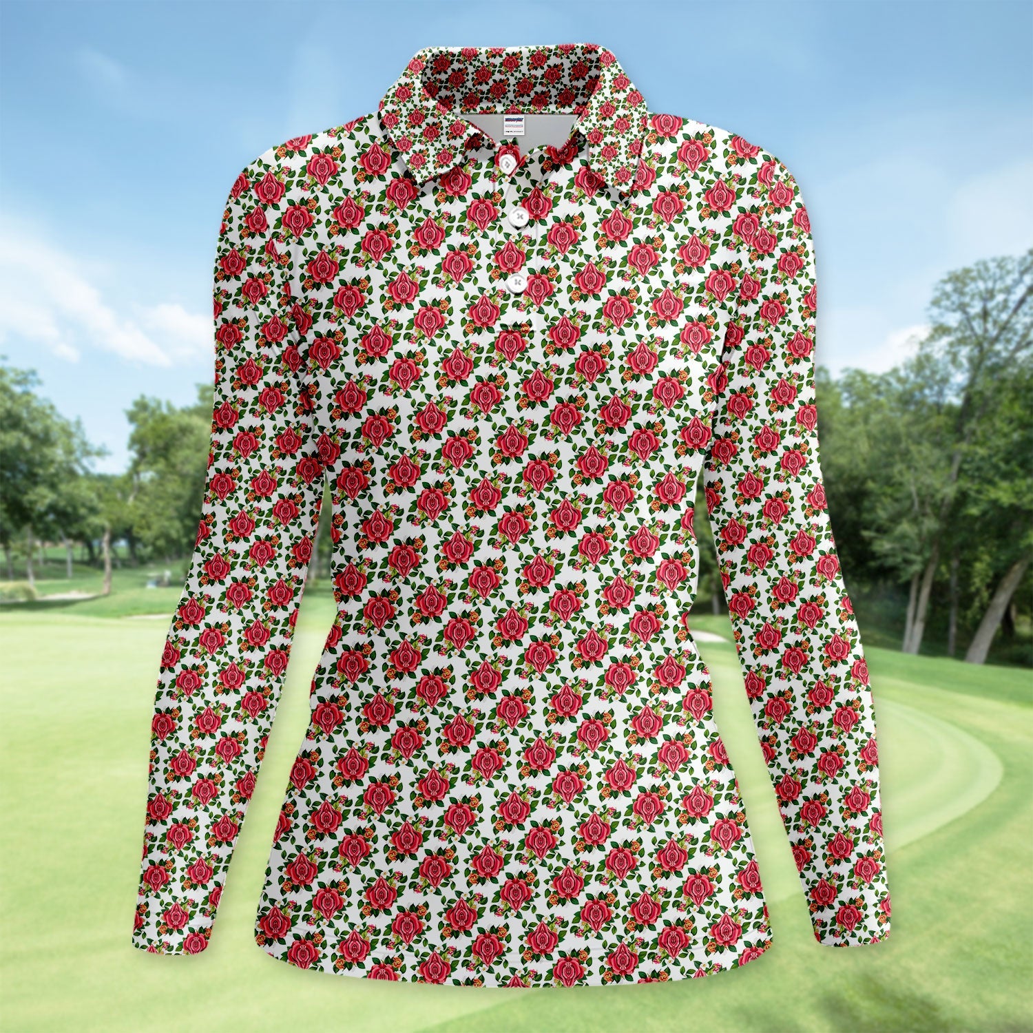 Vintage Rose Floral Golf Pattern Shirt, Romantic Rose Aesthetic Golf Shirt For Women, Flower Lover Gift