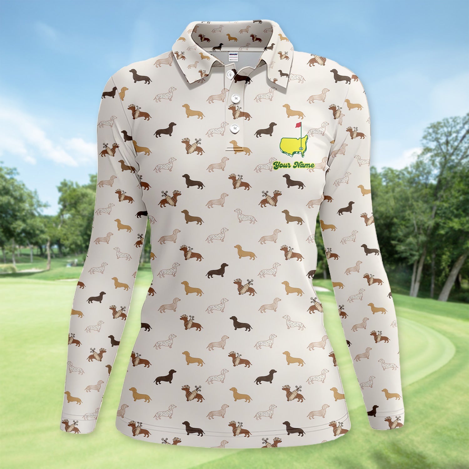 Personalized Dachshund Dog Golf Pattern Shirt, Cute Dachshund Golf Shirt For Women, Dog Lover Golf Gift