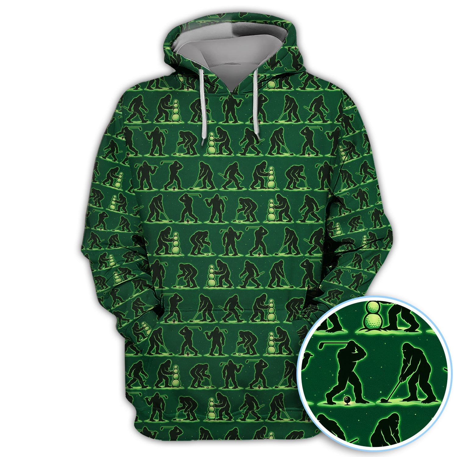 Funny Bigfoot Golf Shirt, Sasquatch Golf Pattern Polos For Men, Crazy Golf Gift For Golfer