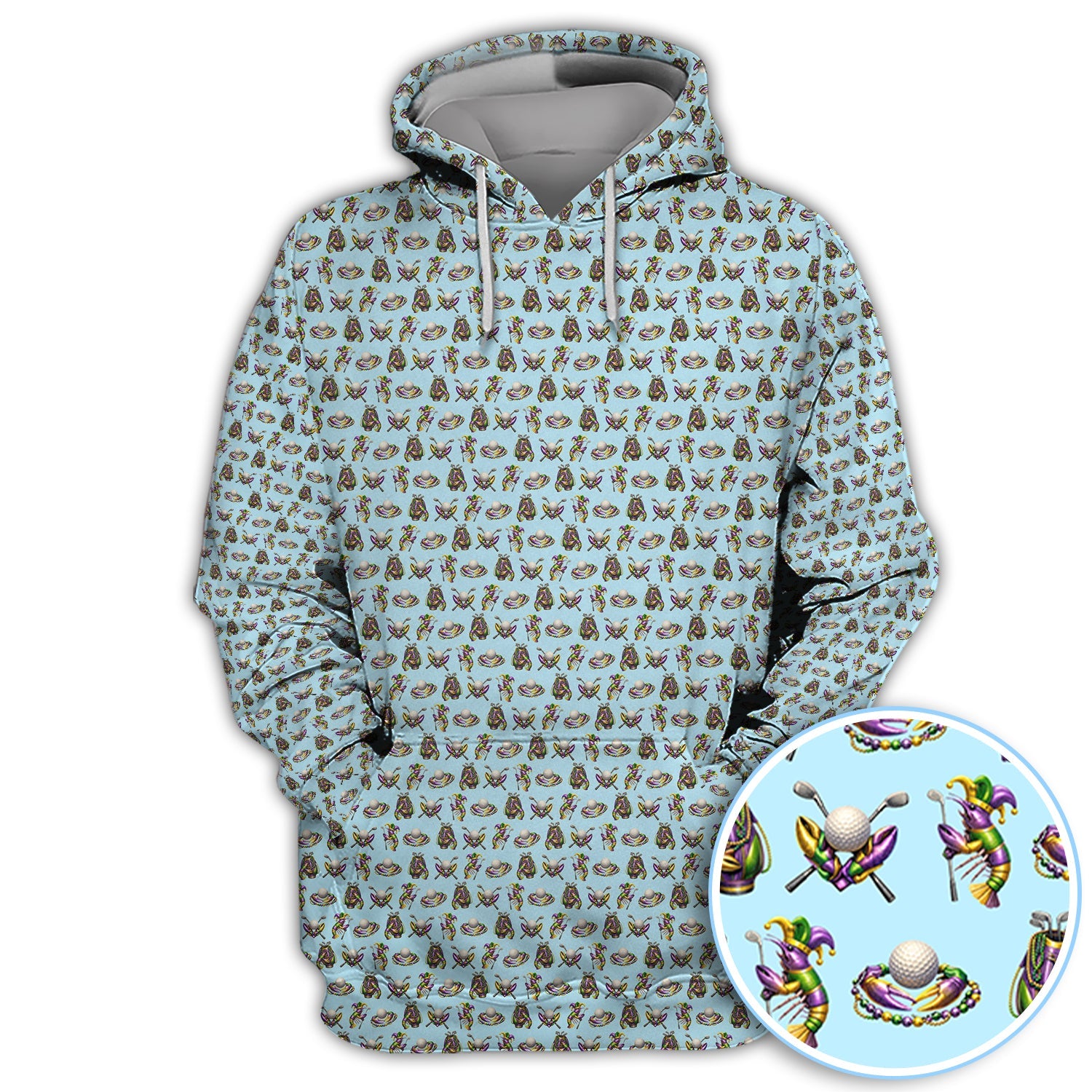 Mardi Gras Golf Pattern Polos, Carnival Golf Shirt For Men, Golf Gift For Golfer