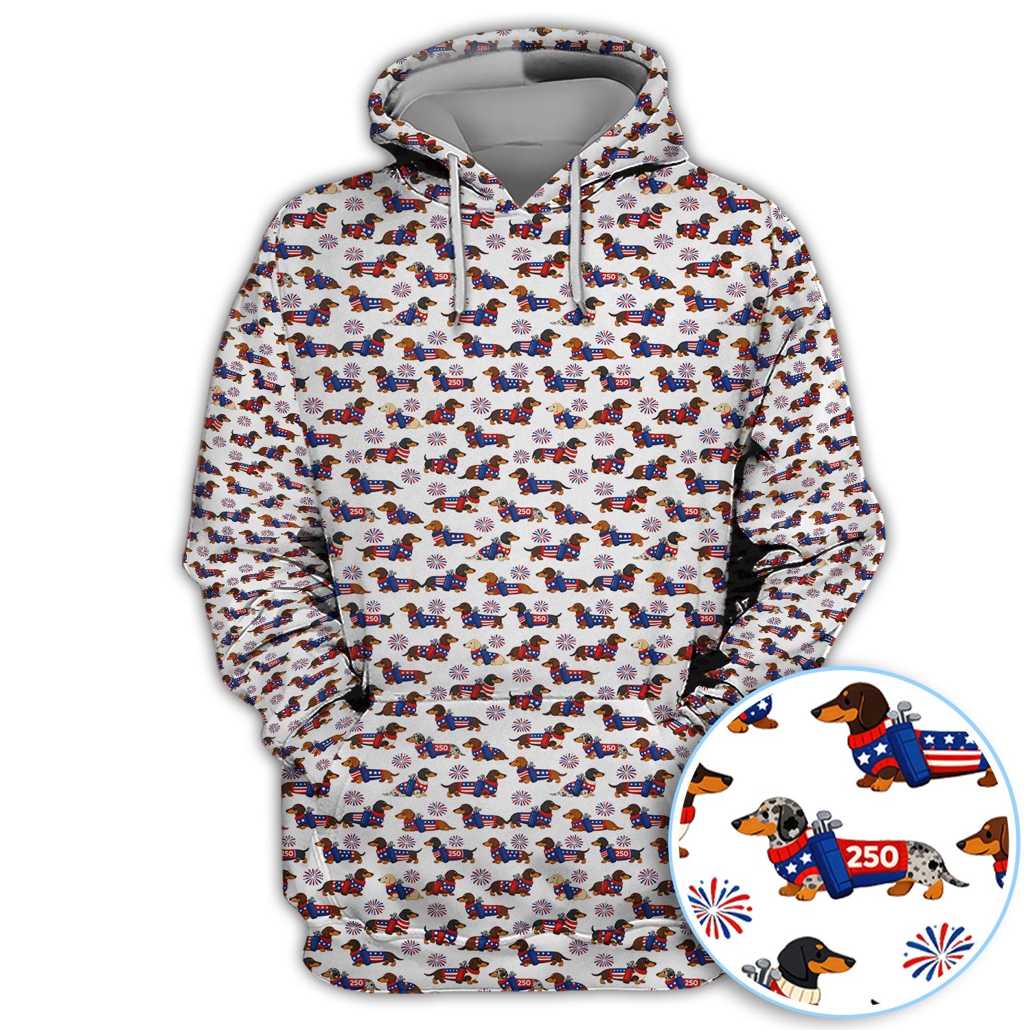 America 250 Dachshund Golf Polos, Funny Patriotic Wiener Dog 250th Golf Shirt, Golf Gift For Men