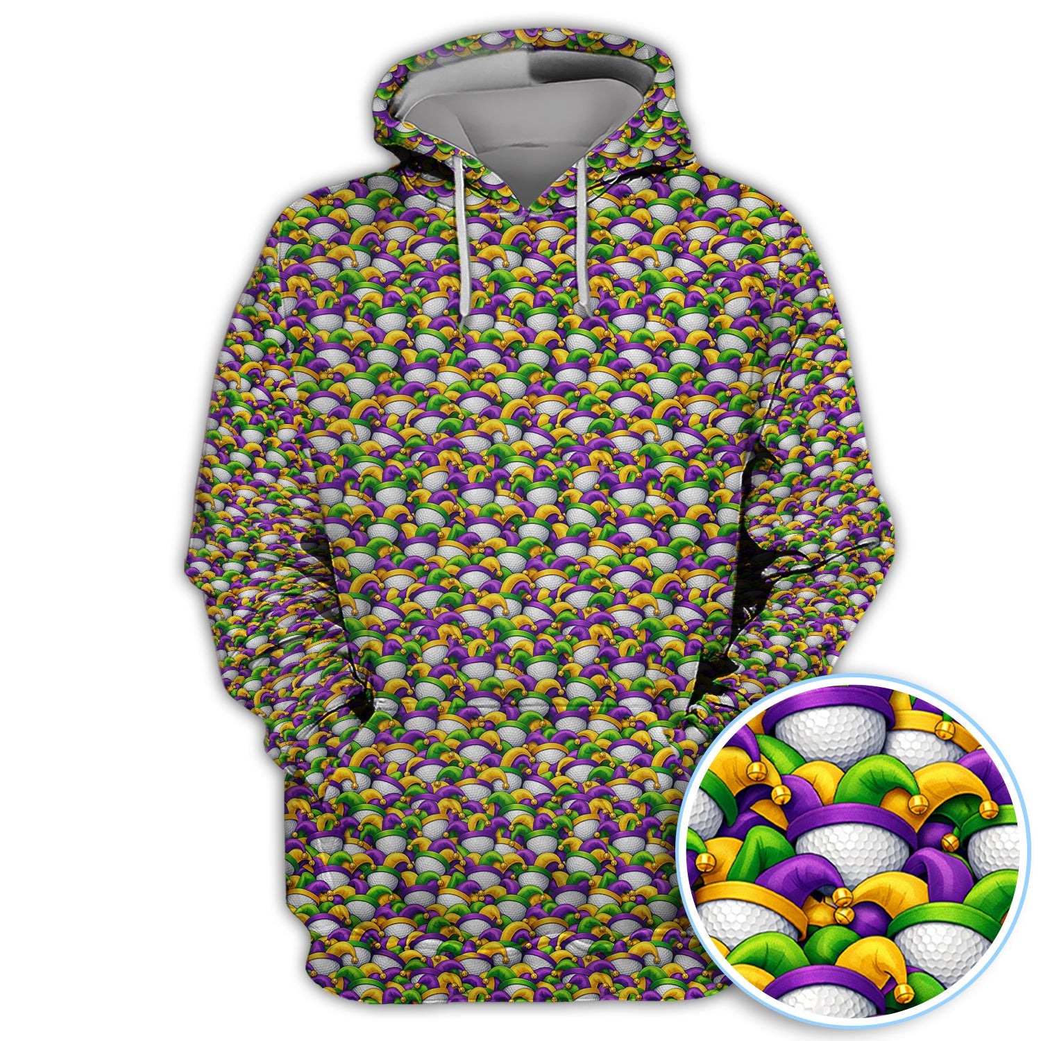 Carnival Golf Pattern Polos, Mardi Gras Golf Shirt For Golfer, Golf Gift For Men