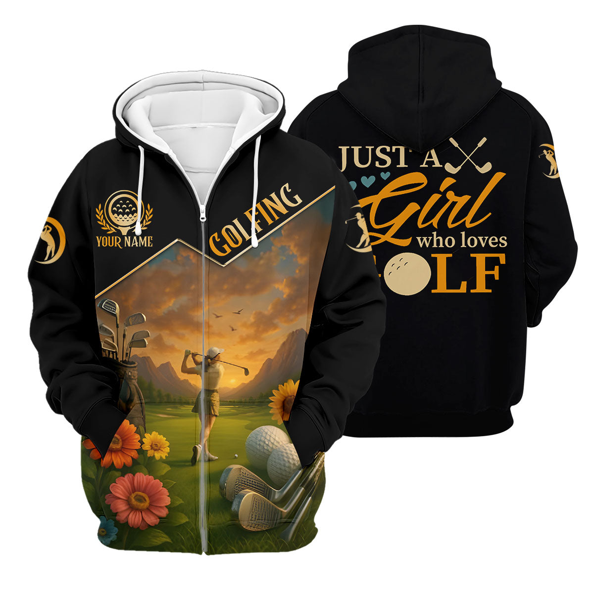 Just A Girl Who Loves Goft Custom Womens Golf Polo ShirtLadies Golf Shirts, Womens Golf Clothes