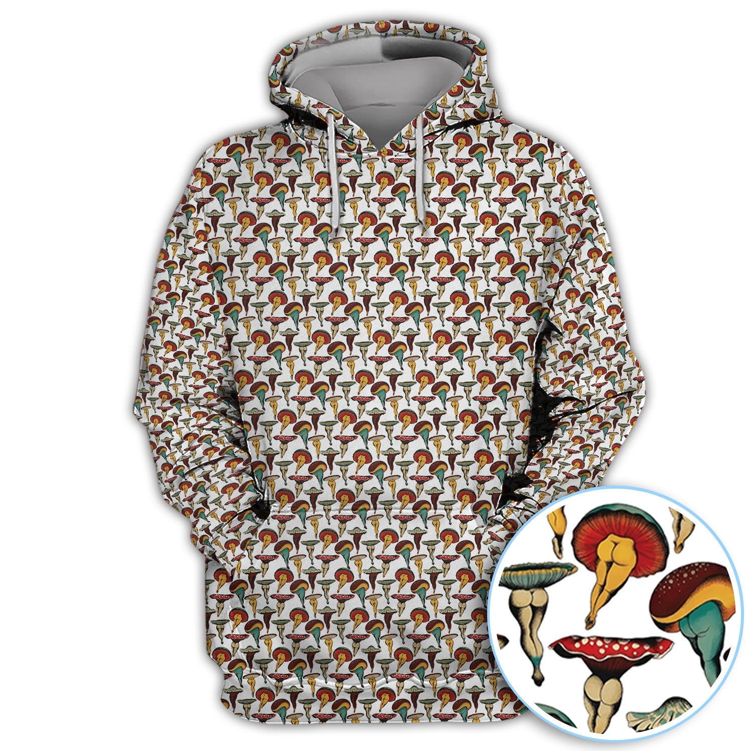 Vintage Mushroom Pattern Golf Shirt, Funny Golf Polos, Crazy Golf Gift For Golfer