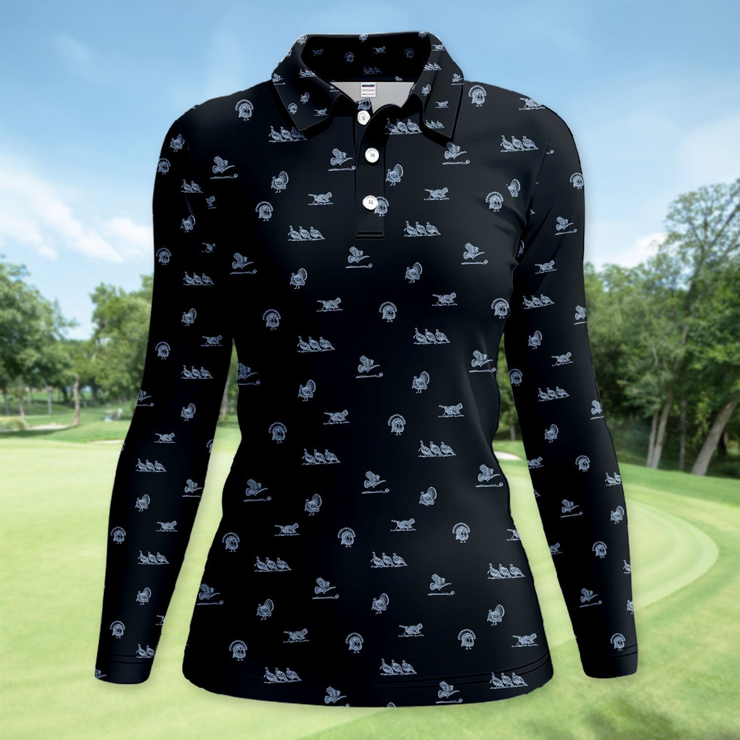 Vintage Turkey Hunting Golf Pattern Shirt, Wild Turkey Camo Golf Shirt For Women, Hunter Gift