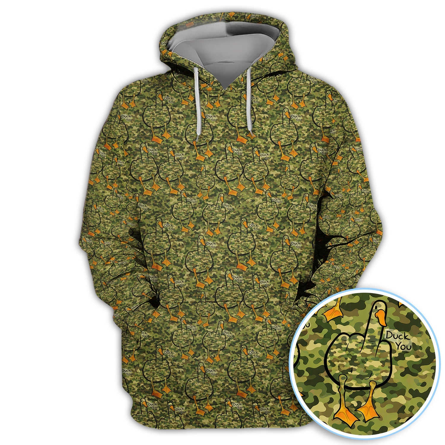 Funny Duck Pattern Golf Polos, Camo Golf Shirt For Golfer, Golf Gift For Men