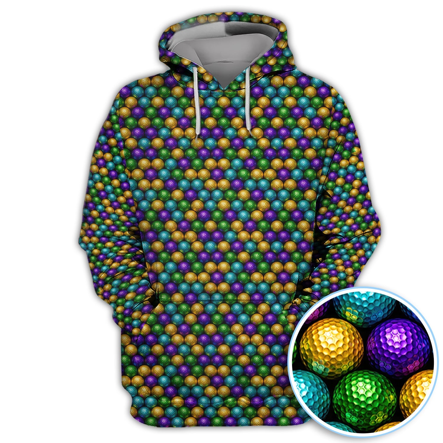 Disco Ball Pattern Golf Polos, Mardi Gras Golf Shirt For Men, Golf Gift For Golfer