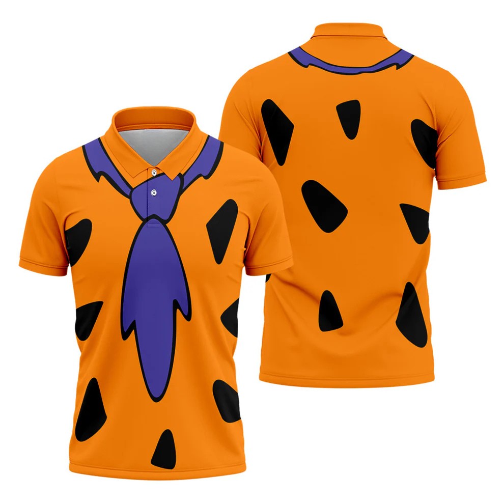 Fred Flintstone Costume Orange Design Hawaiian Golf Shirt, Golf Shirts For Men, Polo Shirts For Men