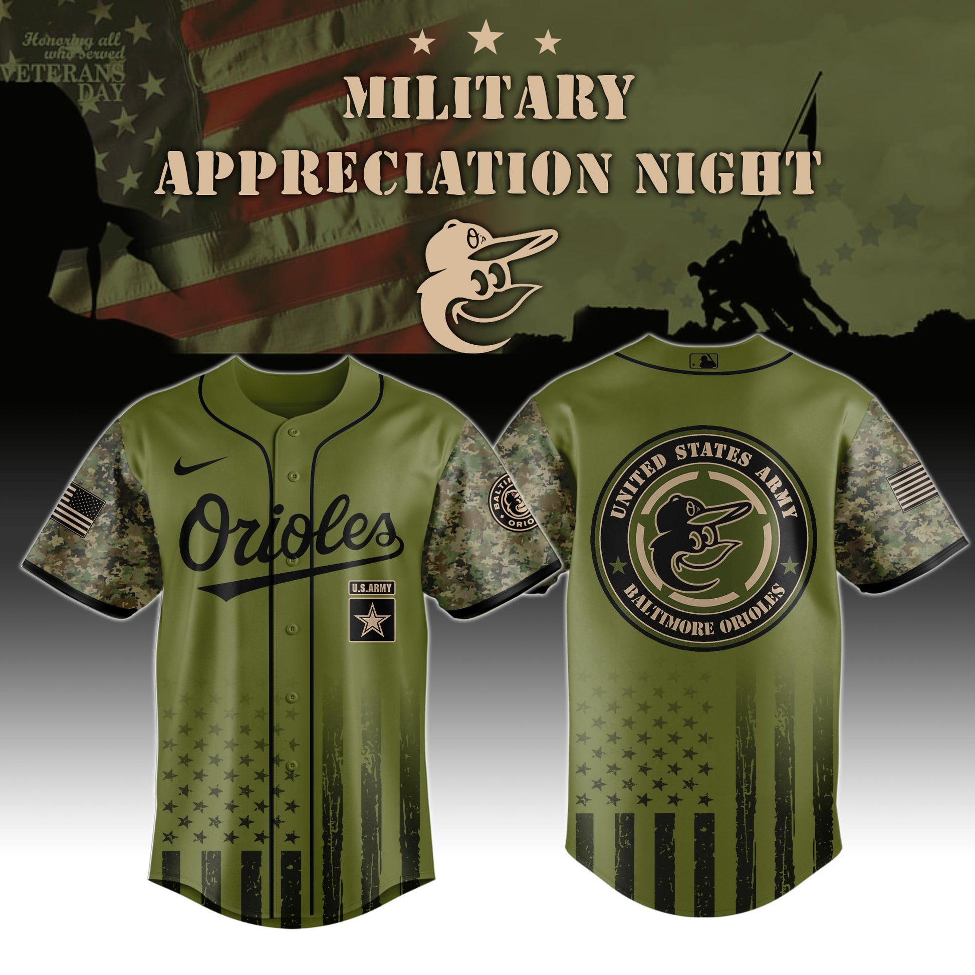 Baltimore Orioles Army Military Appreciation Night Jersey