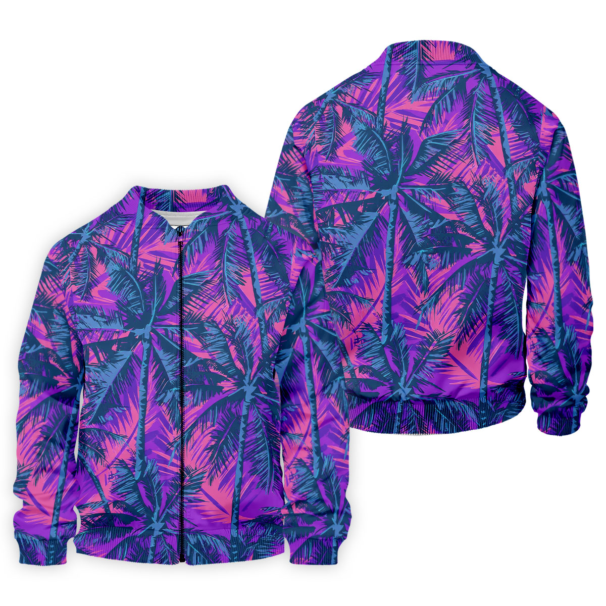 Purple Pink Tropical Palm Trees Golf Shirt, Mens Golf Polo, Printed Golf Shirts