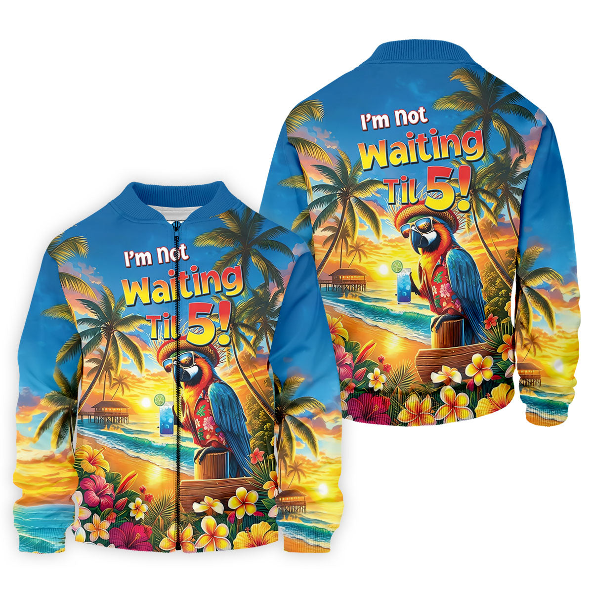 I'm Not Waiting Til 5 Funny Parrot Hawaiian Golf Shirt, Men's Golf Shirt, Polo Shirts For Men