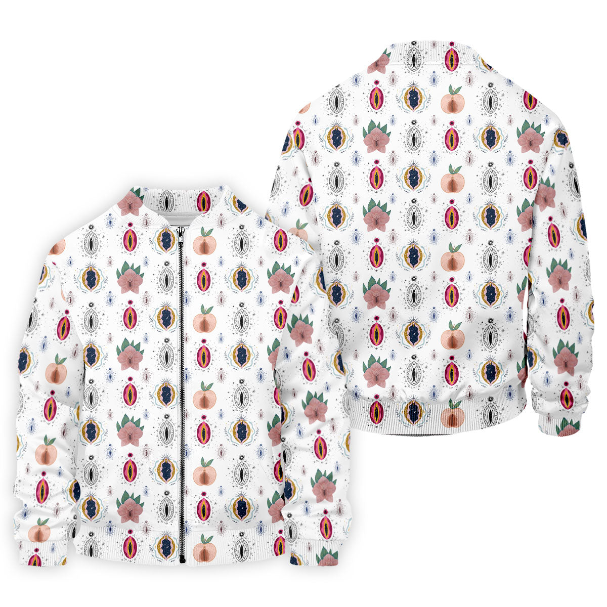 Abstract Peach Botanical Pattern Golf Shirt, Mens Golf Polo, Golf Apparel For Men