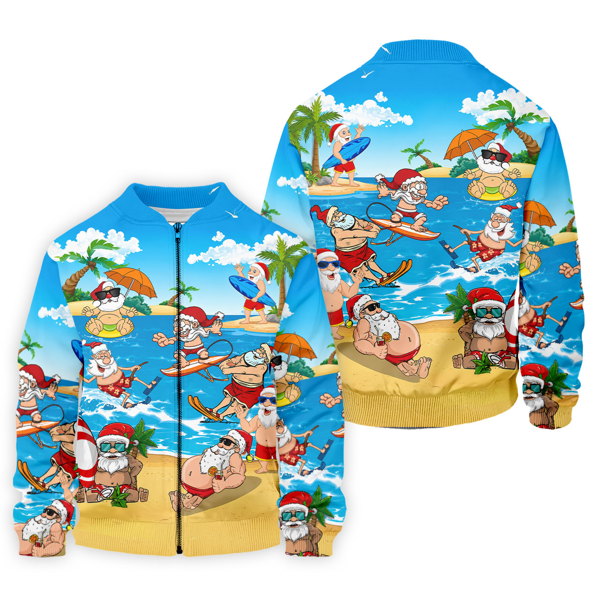 Santa Claus Summer Beach Party Golf Shirt, Mens Golf Polo, Printed Golf Shirts