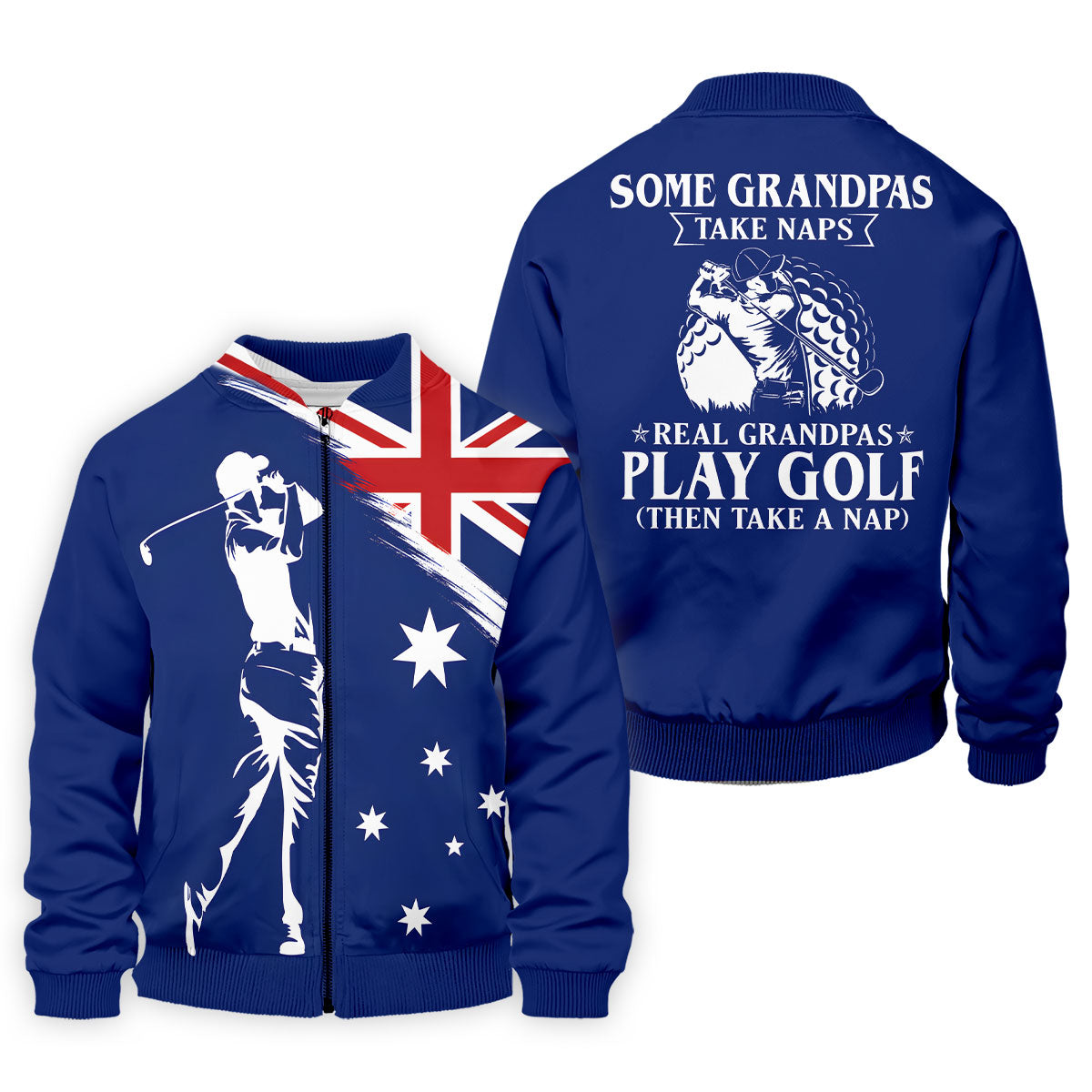Real Grandpas Play Golf Then Take A Nap Australia Flag Print Men's Funny Golf Shirts, Polo Shirts For Men