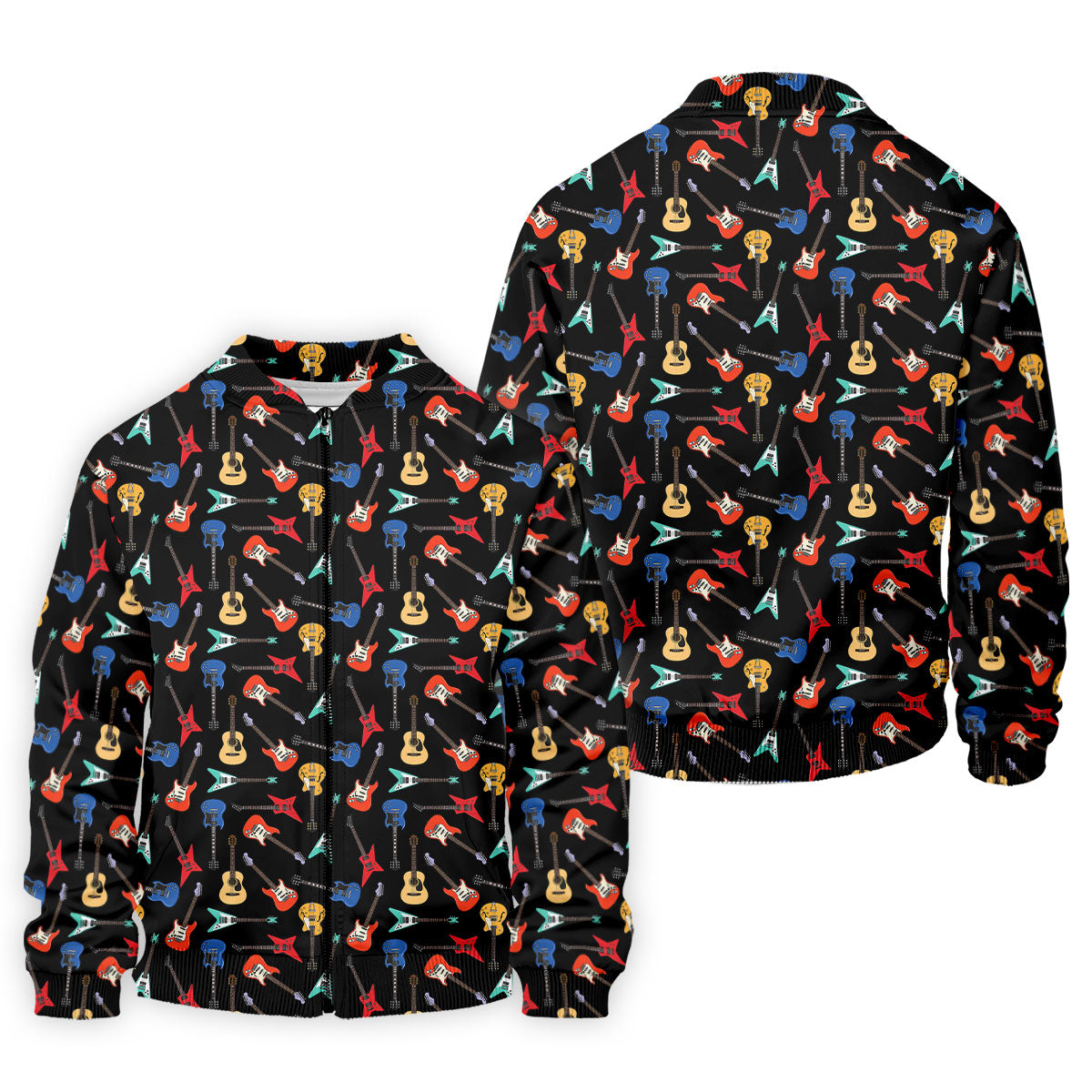 Guitar Pattern Hawaiian Golf Shirt, Music Lover Men's Golf Shirt, Polo Shirts For Men