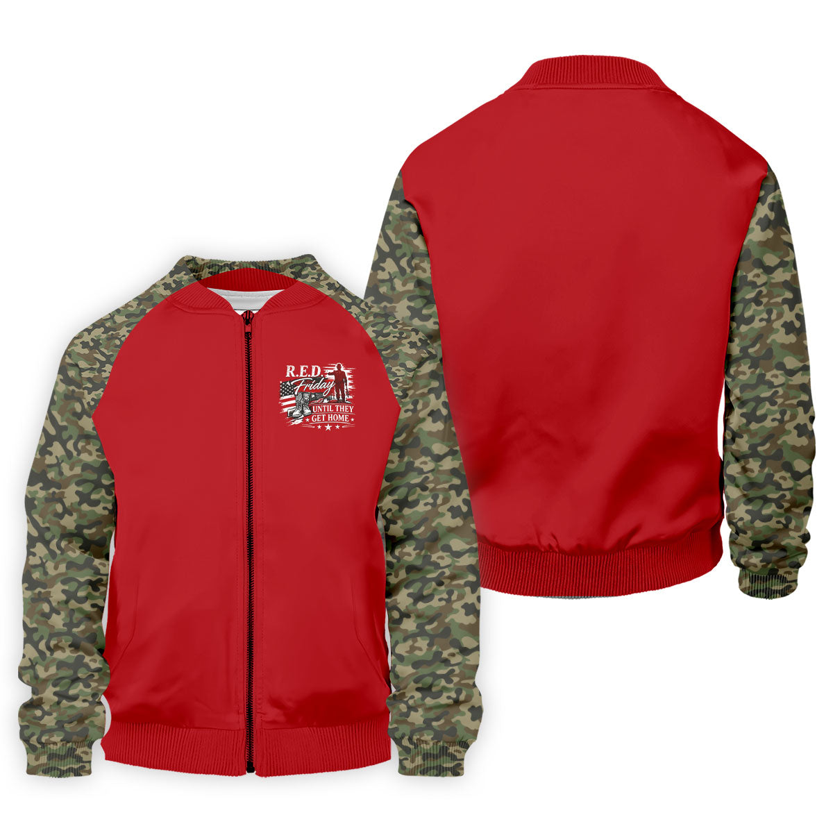 RED Friday Untill They Get Home Red Camo Golf Shirt, Veteran Memorial 250 Years Polo Shirts For Men