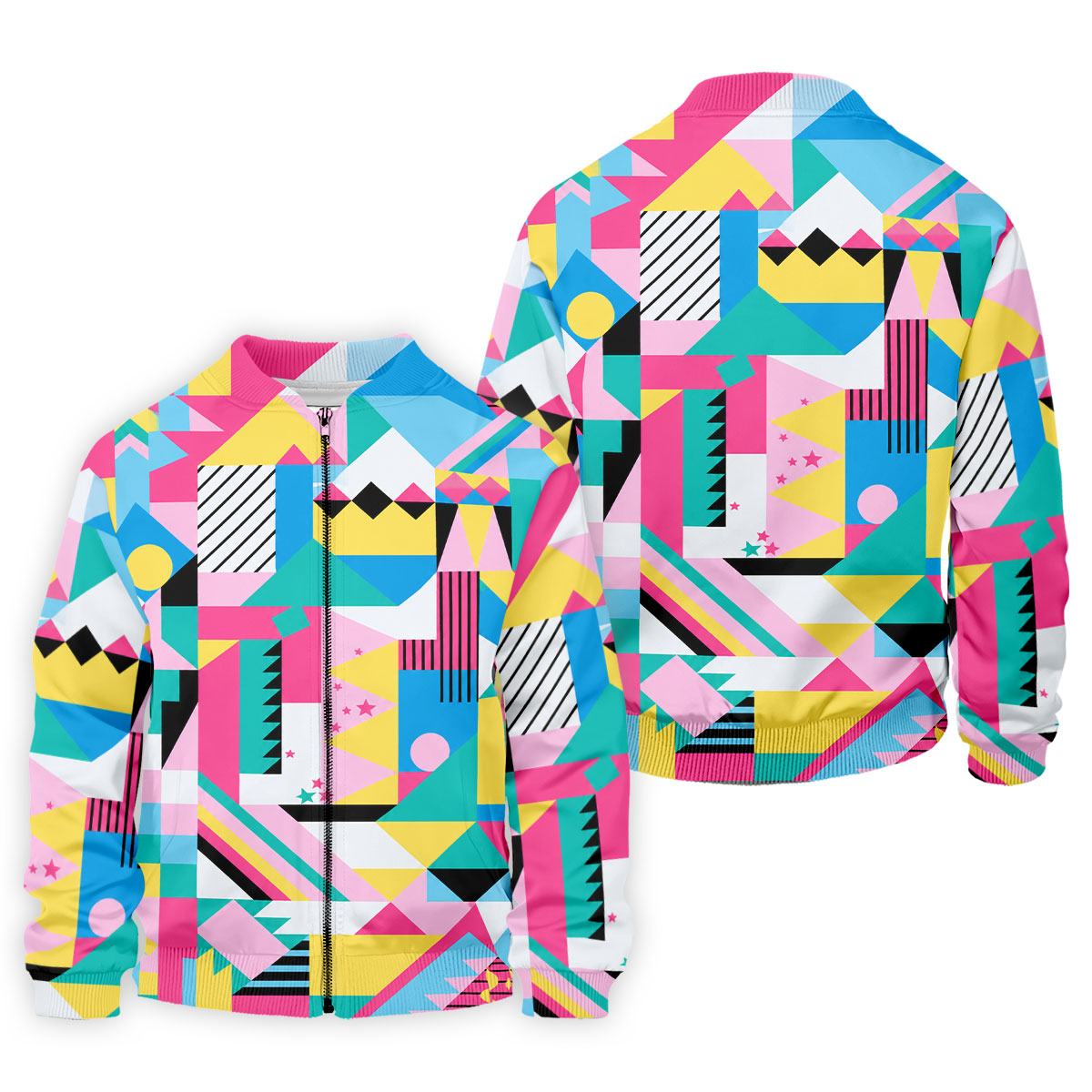 Memphis Pattern Golf Shirt, Retro 80s Geometric Color Block Design, Golf Shirt For Men
