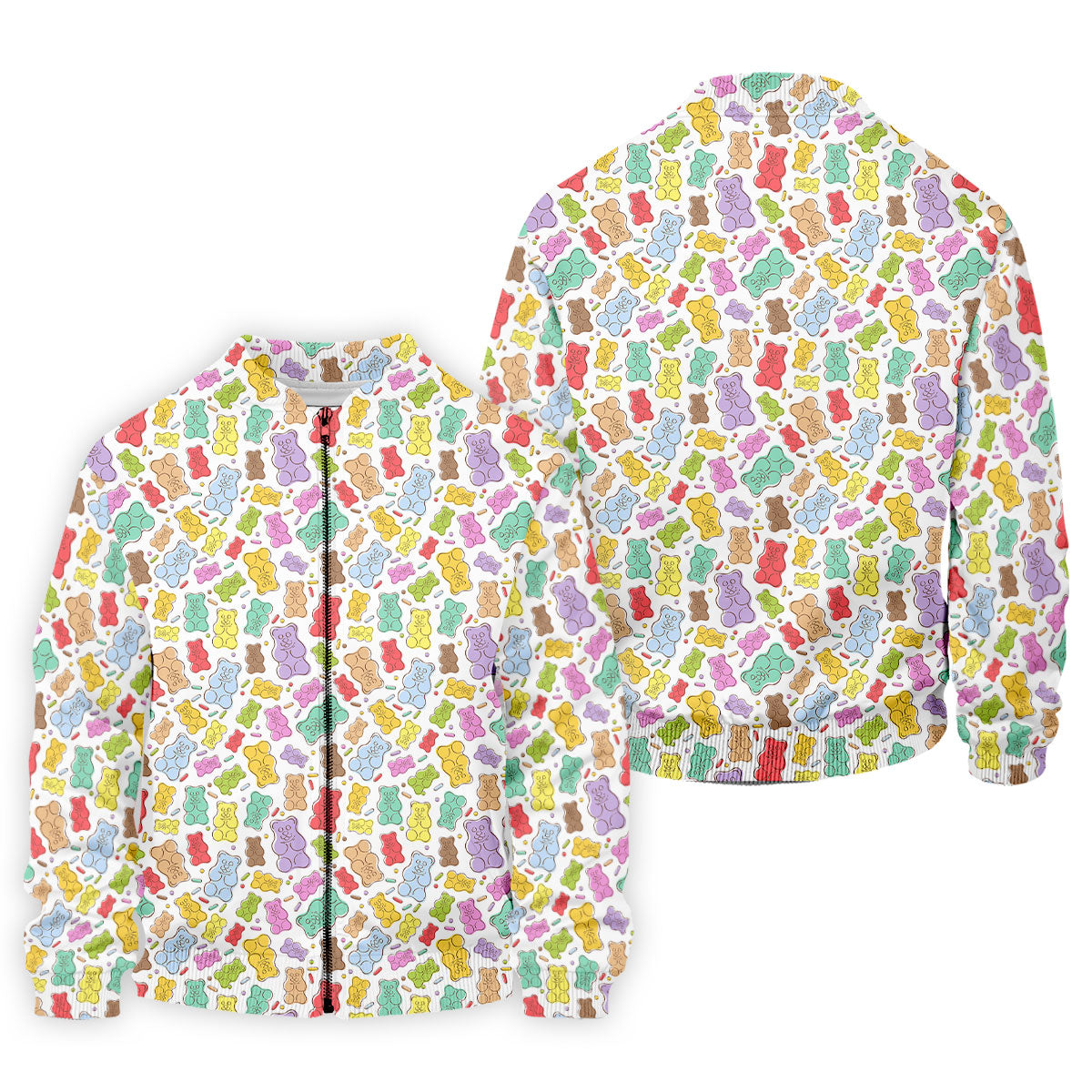 Gummy Bear Golf Shirt, Colorful Candy Pattern Men's Golf Polo, Polo Shirts For Men