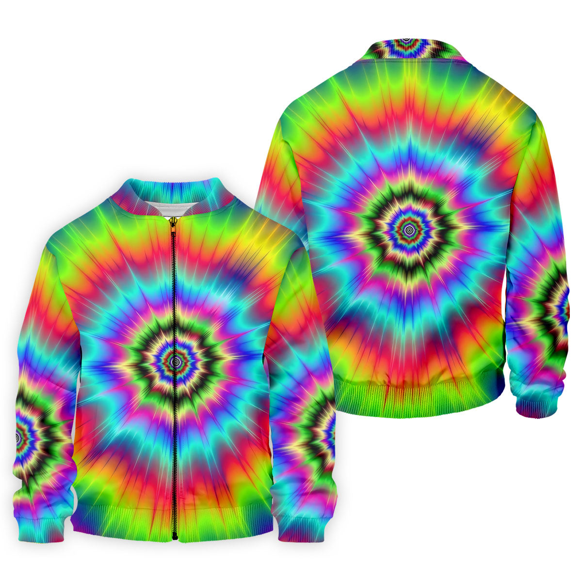 Rainbow Tie Dye Golf Shirt, Psychedelic Spiral Burst Pattern, Golf Shirt For Men