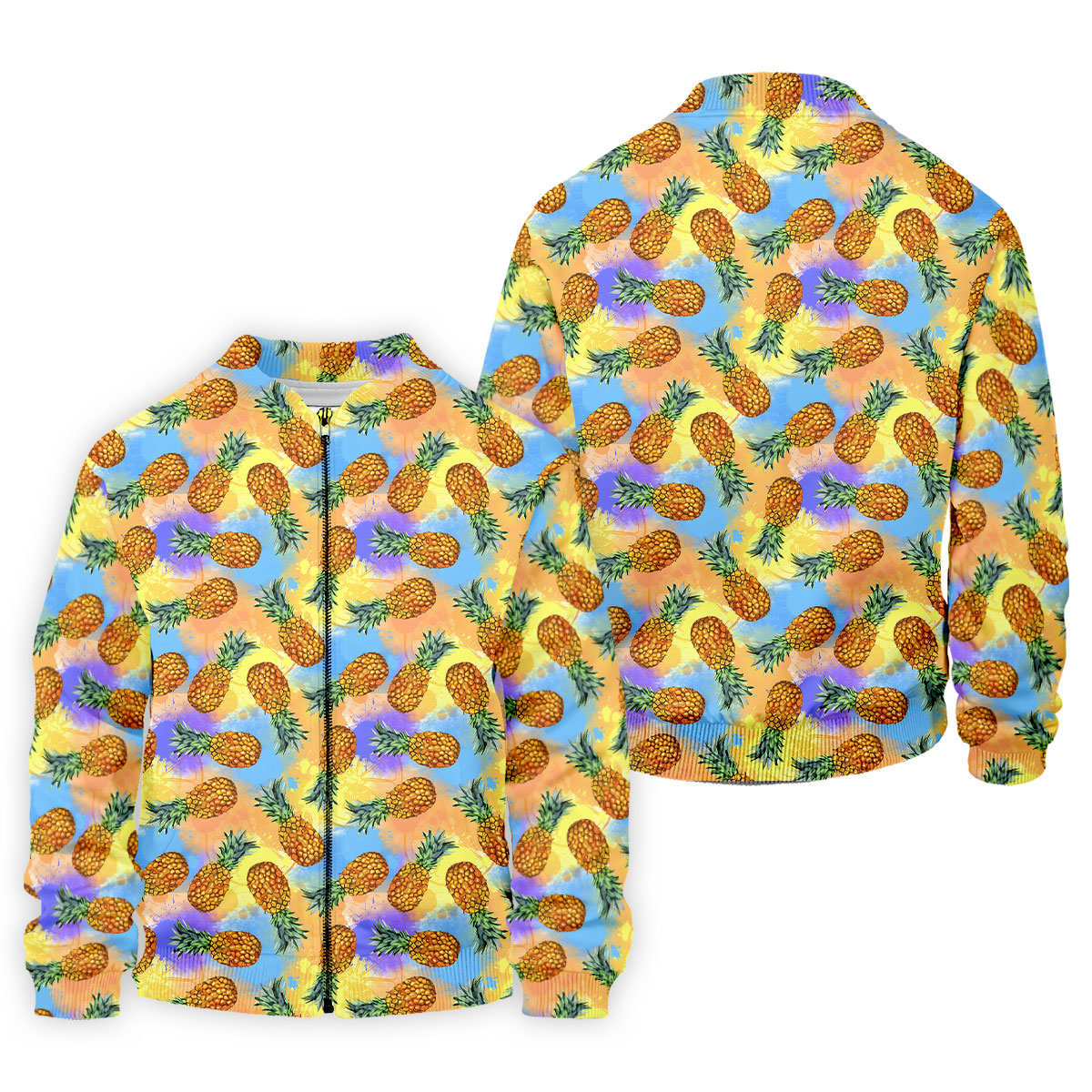Watercolor Pineapple Tropical Pattern Design Hawaiian Golf Shirt, Golf Shirts For Men, Polo Shirts For Men