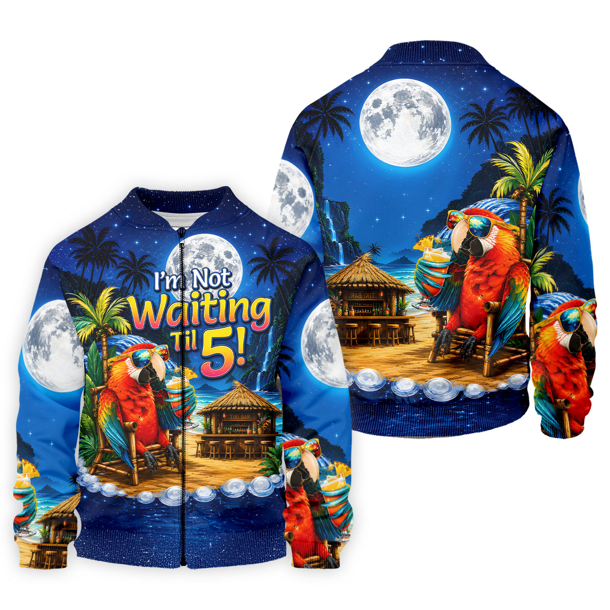 Parrot Drinking Cocktail Tiki Bar Not Waiting Til 5 Golf Shirt, Golf Shirts For Men, Hawaiian Golf Shirt, Mens Golf Apparel
