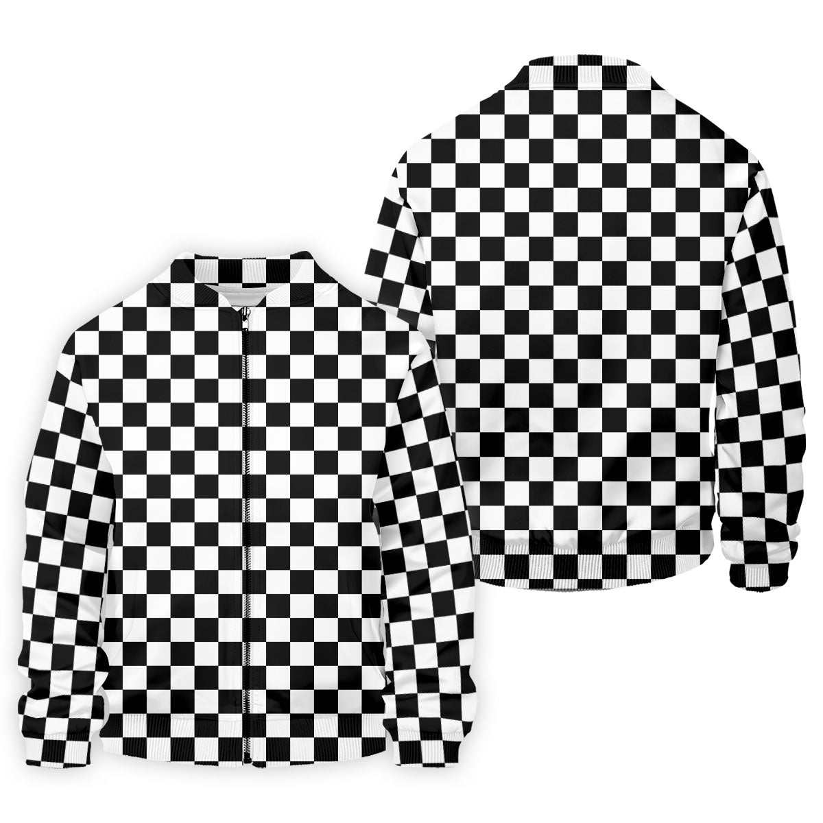 Black White Checkerboard Racing Pattern Golf Shirt, Men's Golf Shirt, Golf Polo Shirts For Men, Printed Golf Shirts