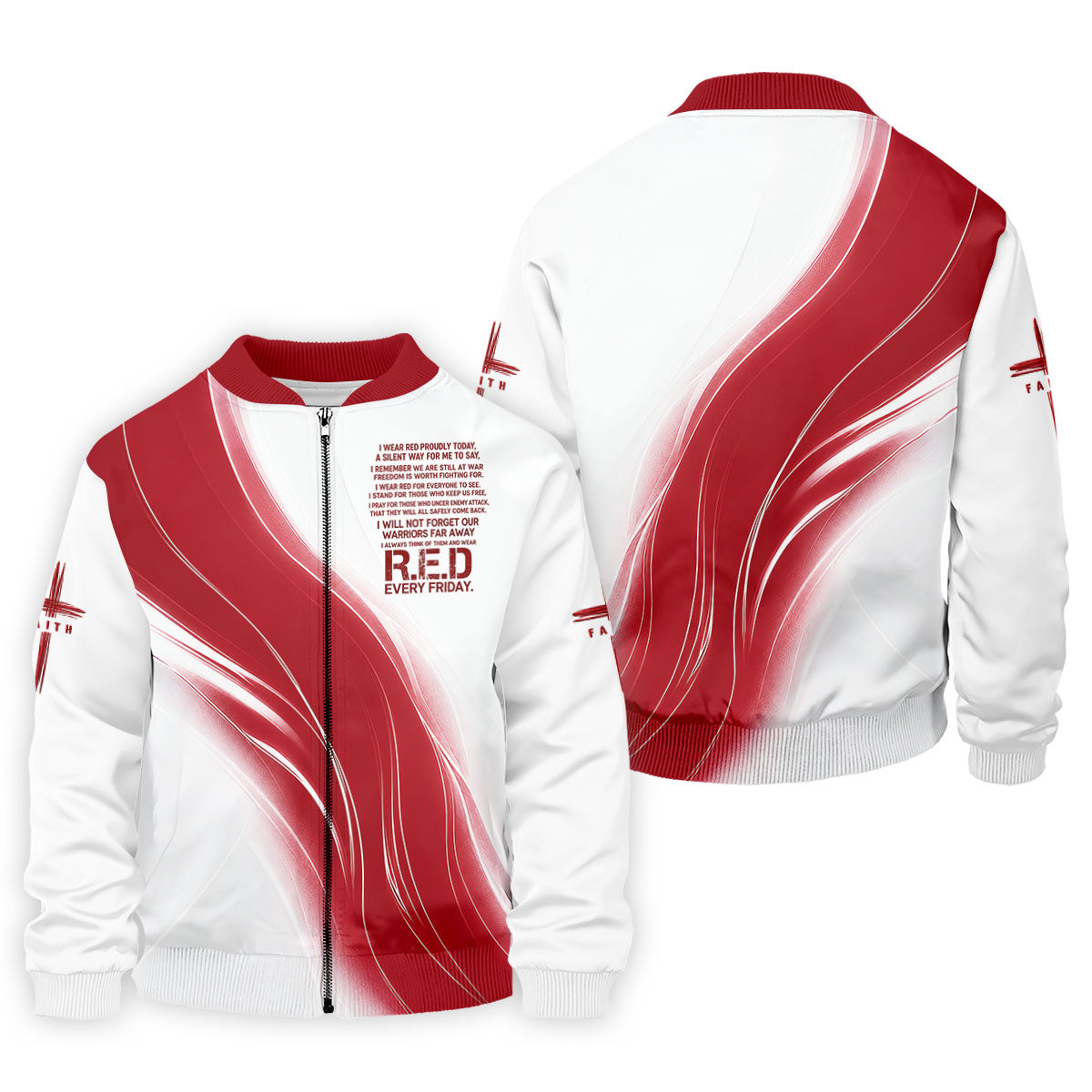 Red Friday Faith Cross Red White Gradient Patriotic Golf Shirt, 250 Years Polo Shirts For Men