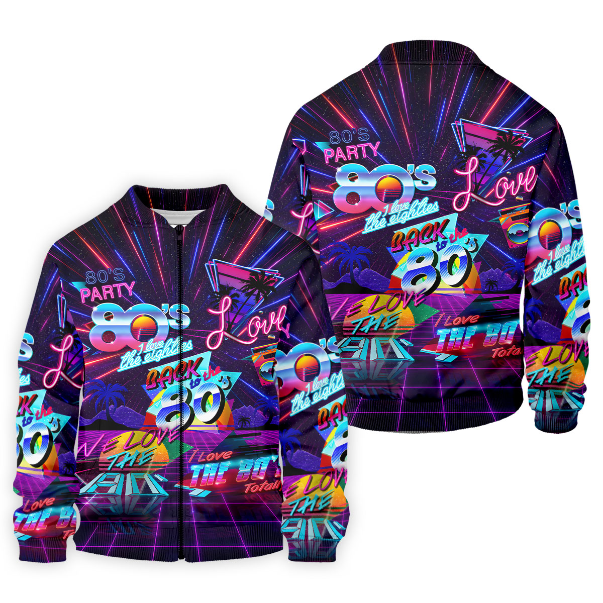 80s Retro Party Golf Shirt, Neon Synthwave Sunset Pattern, Golf Shirt For Men