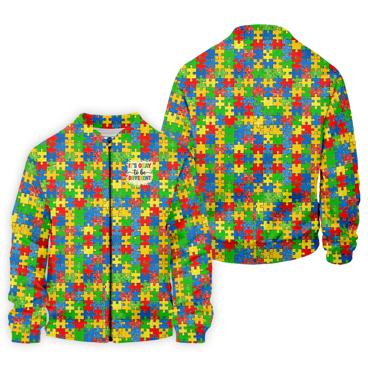 It's Okay To Be Different Colorful Puzzle Pattern Autism Awareness Men's Golf Shirt, Polo Shirts For Men