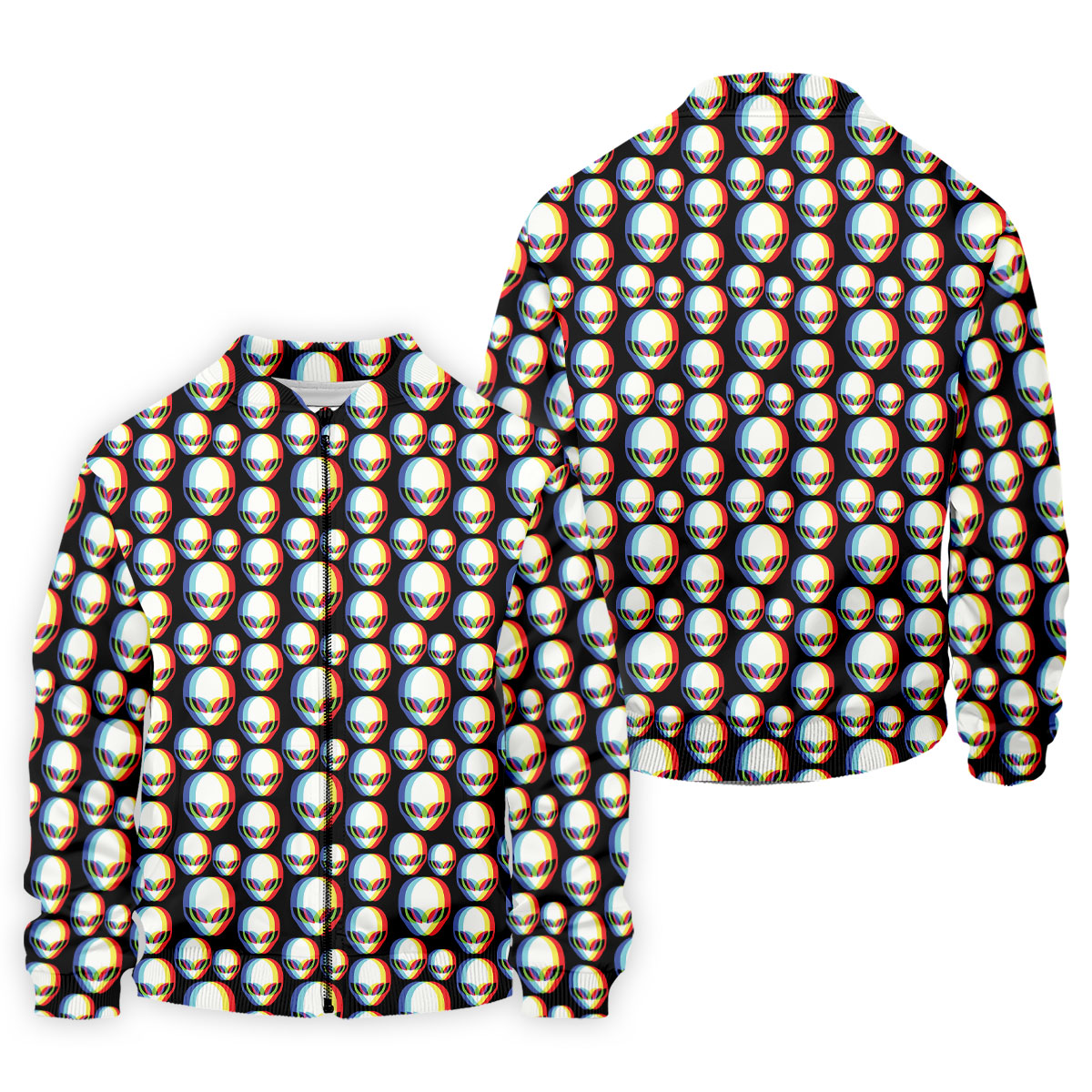 Retro Alien Golf Shirt, Black UFO Pattern Men's Golf Polo, Polo Shirts For Men