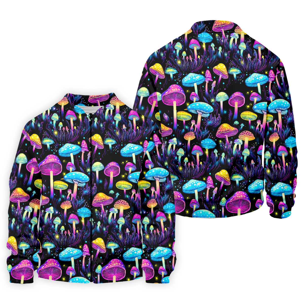 Colorful Neon Mushroom Fantasy Forest Golf Shirt, Mens Golf Polo, Golf Apparel For Men, Printed Golf Shirts