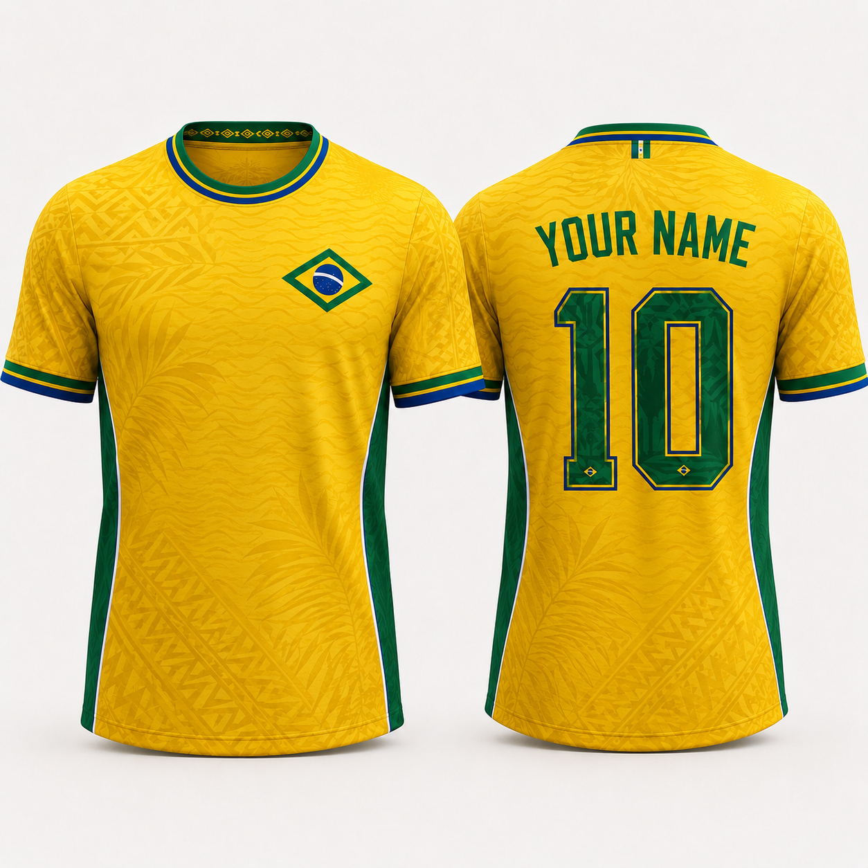 Brazilian Soccer Team V-Neck For Men Football Lover, Tropical Foliage Soccer Fan Gift