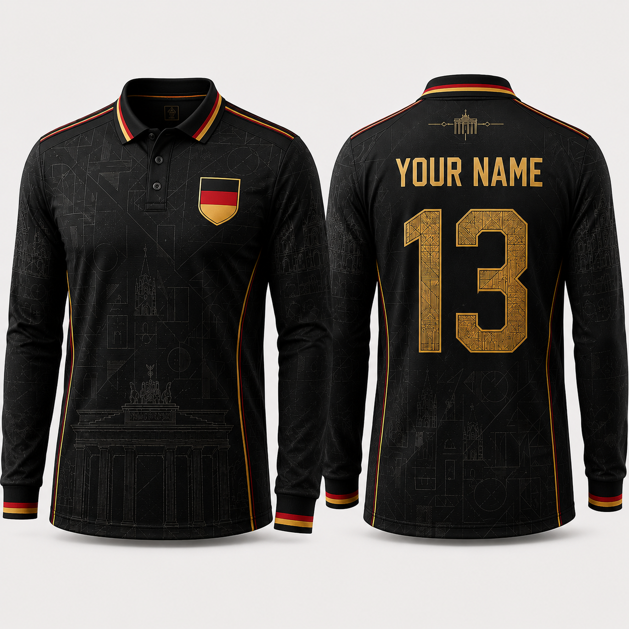 Iconic German Landmarks V-Neck For Men Football Lover, Germany Football Soccer Fan Gift