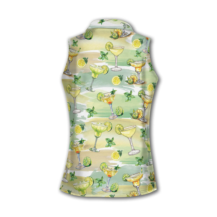 Margarita Golf Shirt For Women, Sleeveless Polo Shirtns, Patterned Golf Polos, Cute Womens Golf Clothes