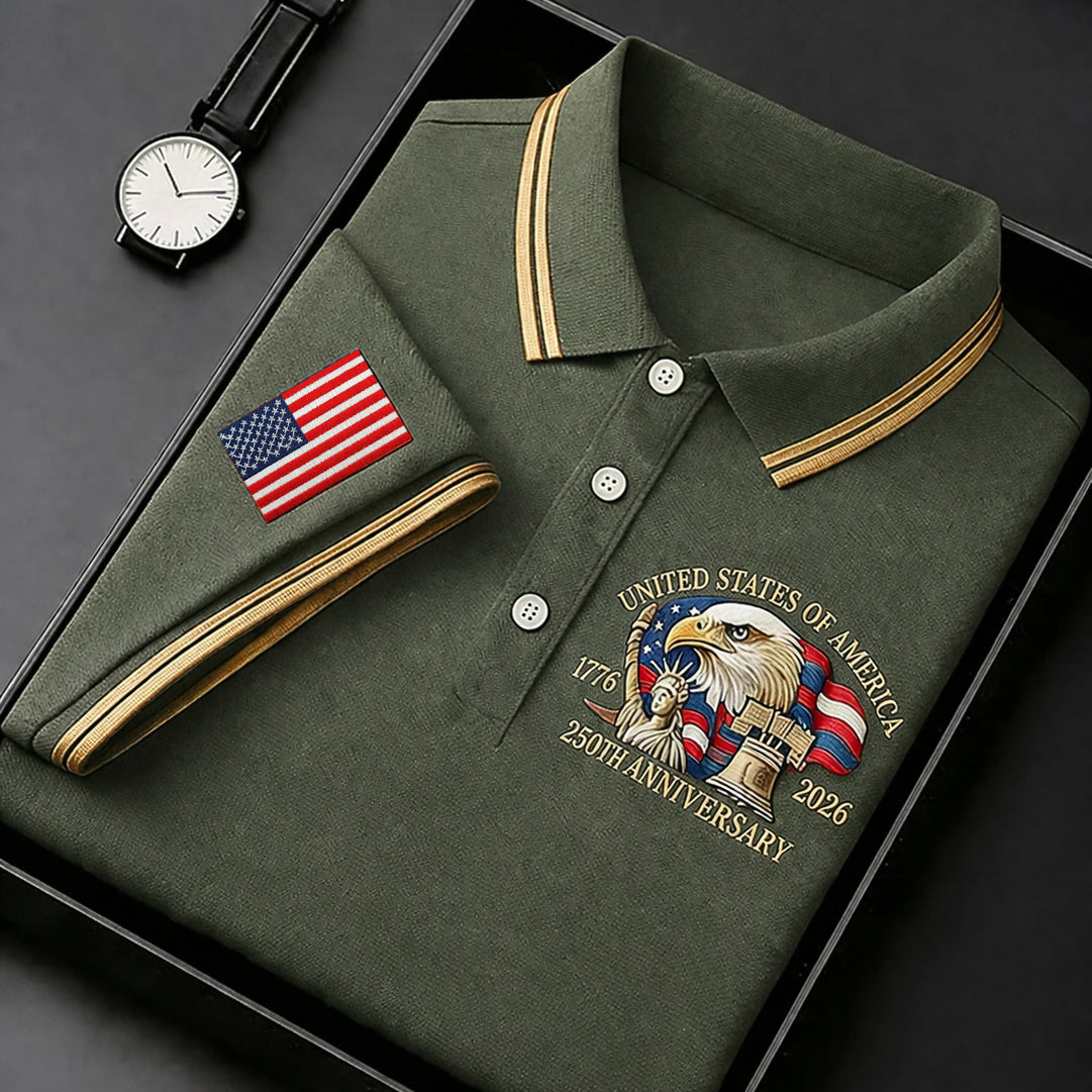Bald Eagle American Flag 250 Years Green Golf Shirt, Patriotic 4th Of July Golf Shirt For Women