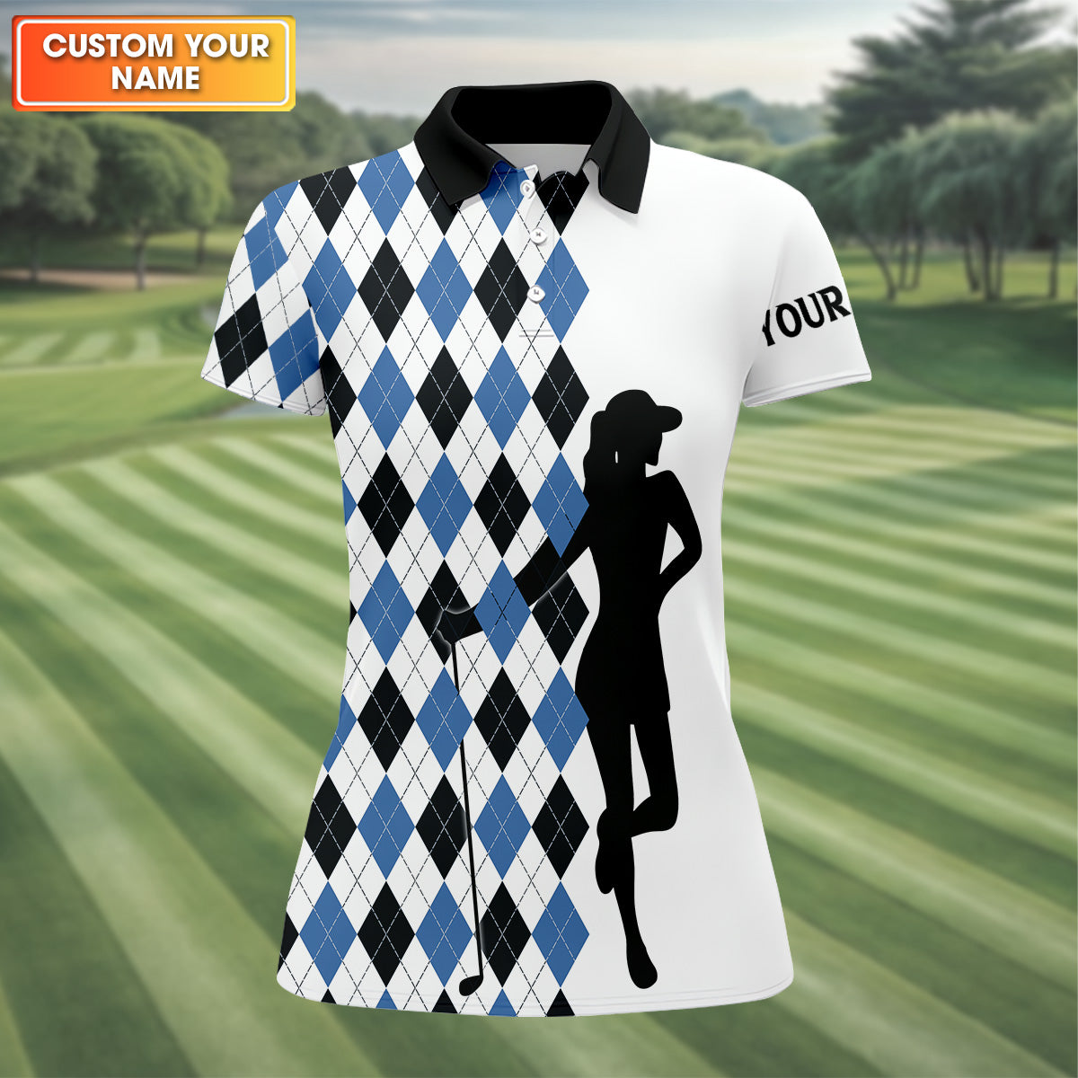 I Was One Under Today Blue Black Argyle Fun Womens Golf Shirts, Ladies Golf Tops, Unique Gift For Golfer