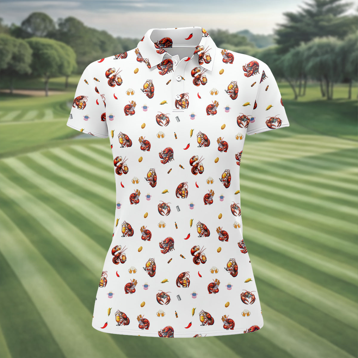 Lobster And Beer Golf Polo ShirtFun Women's Golf Shirts, Ladies Golf Polos, Golfing Apparel