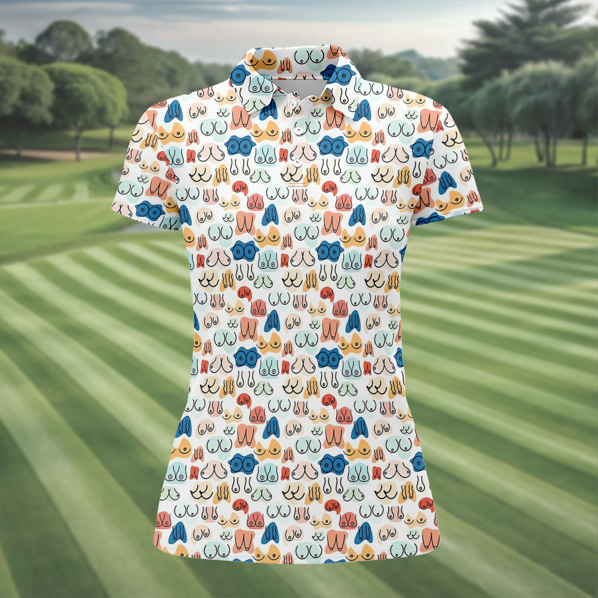 Fun Pattern Colorful Golf Shirt, Funny Golf Shirts Women, Unique Gift For Golfer, Golfing Apparel