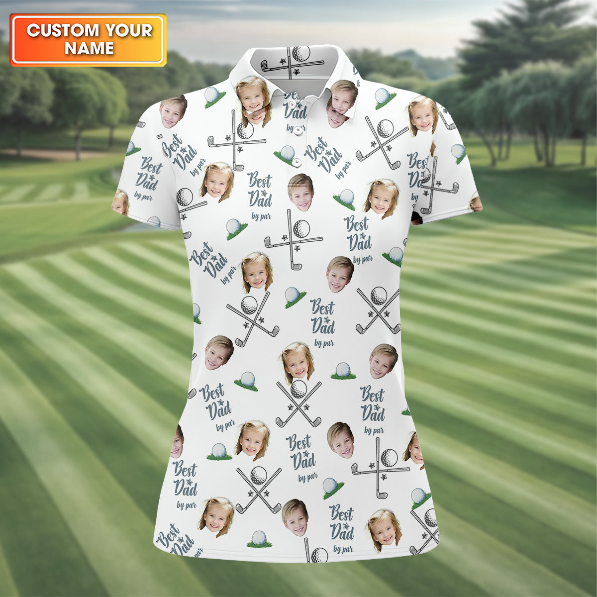 Best Dad By Par Womens Golf Shirts, Custom Face Shirt, Unique Gift For Golfer, Women's Polo Shirt