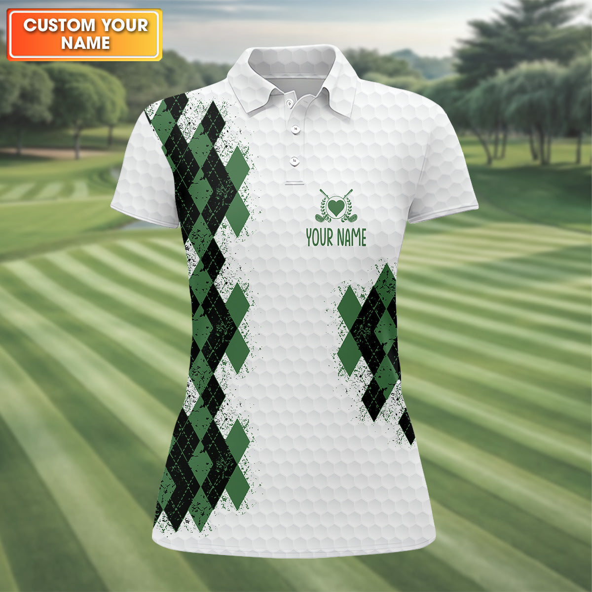 Queen Of The Green Argyle Golf Shirt, White Polo Women, Ladies Sleeveless Polo, Ladies Golf Shirts