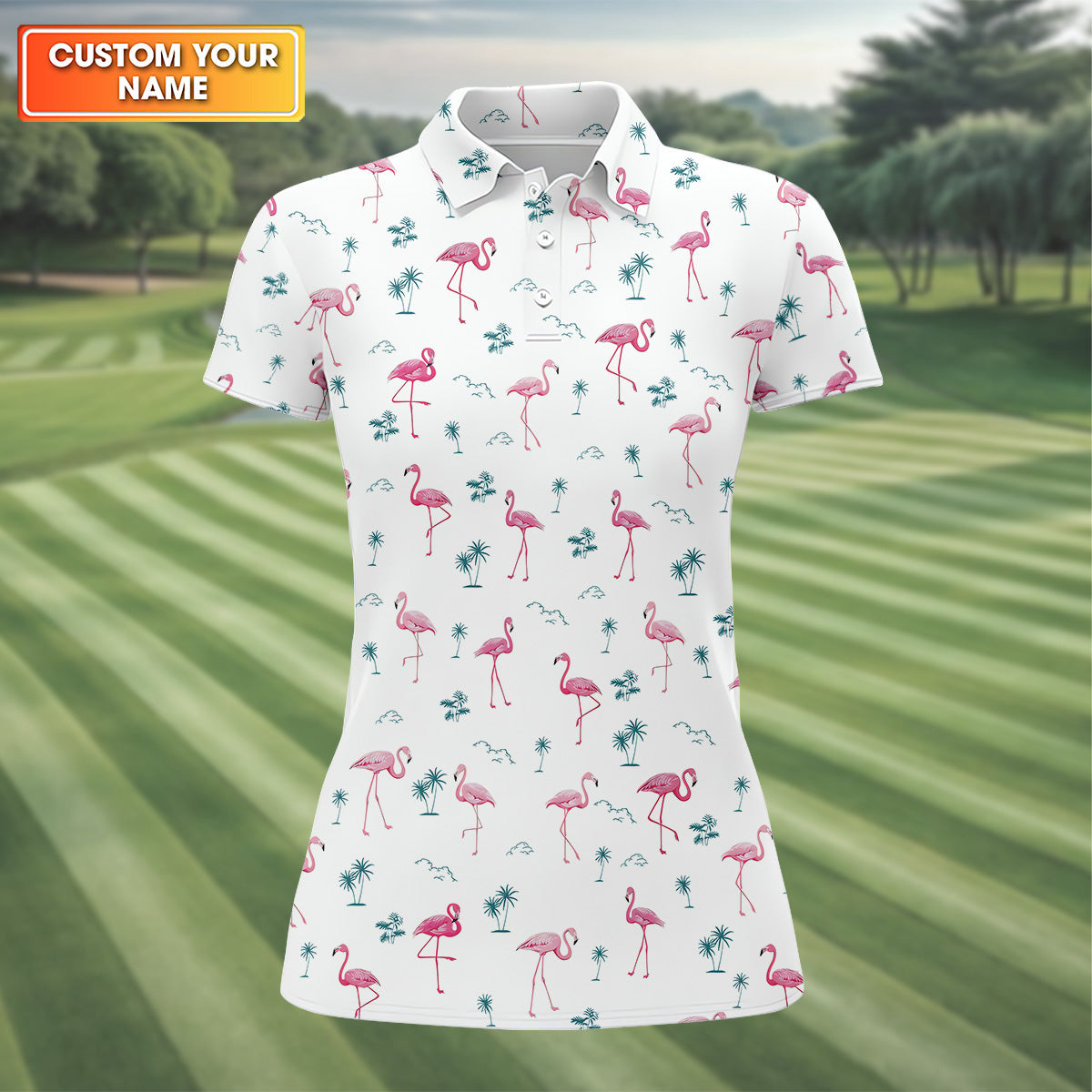 Flamingo Tropical Summer Polo Shirt White Polo Women, Ladies Sleeveless Tops