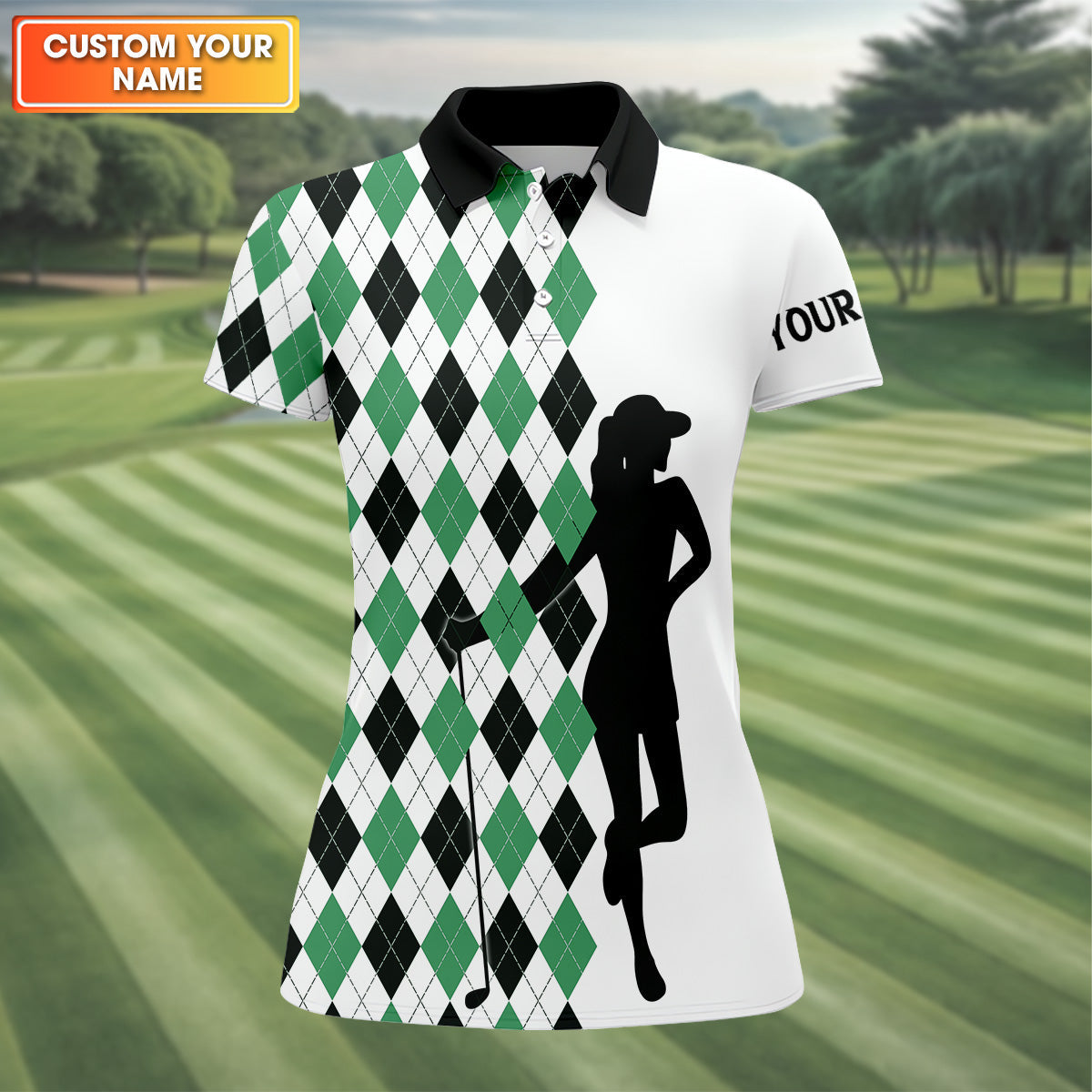 I Was One Under Today Green Black Argyle Fun Womens Golf Shirts, Ladies Golf Tops, Unique Gift For Golfer