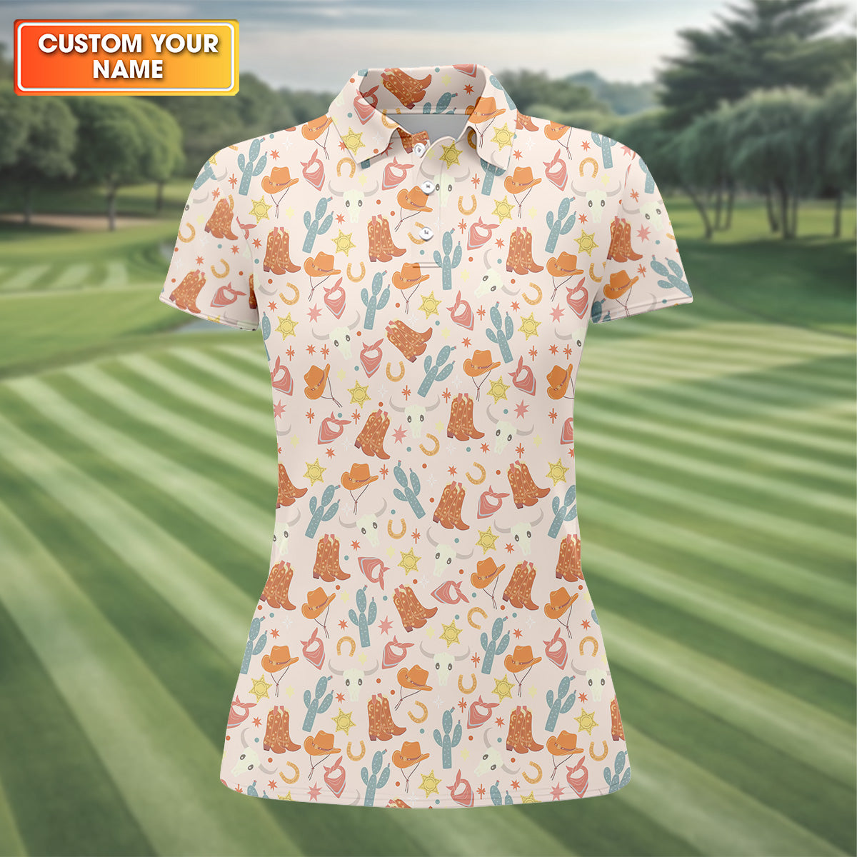 Yee Haw Western Golf Shirt, Cowgirl Golf Shirt, Cow Skull Shirt, Women Sleeveless Polo ShirtWomen's Polo Shirt