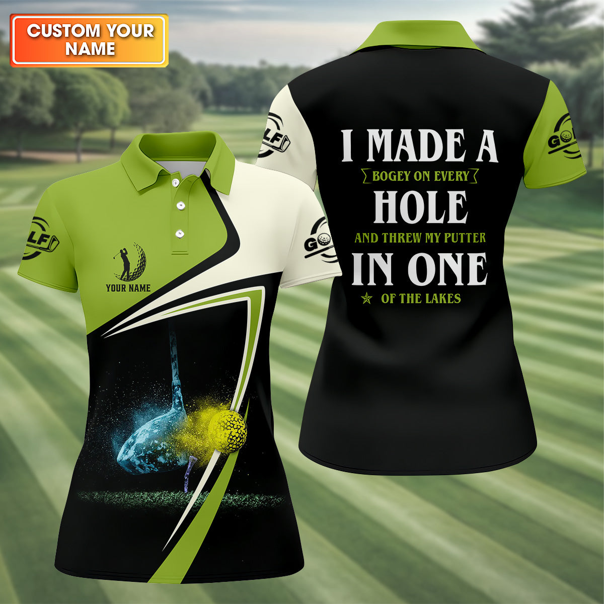I Made A Hole In One Black And Green Fun Womens Golf Shirts, Ladies Sleeveless Tops, Cool Golf Gift