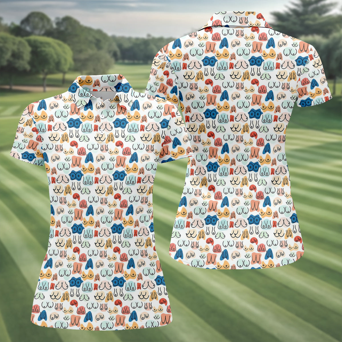 Fun Pattern Colorful Golf Shirt, Funny Golf Shirts Women, Unique Gift For Golfer, Golfing Apparel