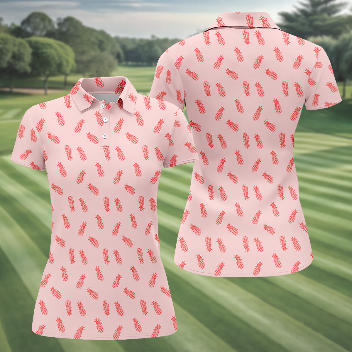 Pineapple Grenade Pink Women Golf Top, Cool Golf Gift, Ladies Golf Shirts, Golfing Apparel