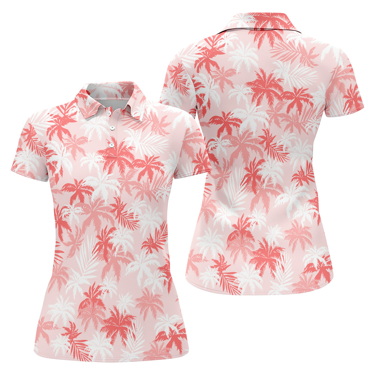 Palm Leaves Print Tropical Pink Women Golf Top, Ladies Sleeveless Tops, Hawaiian Golf Shirts